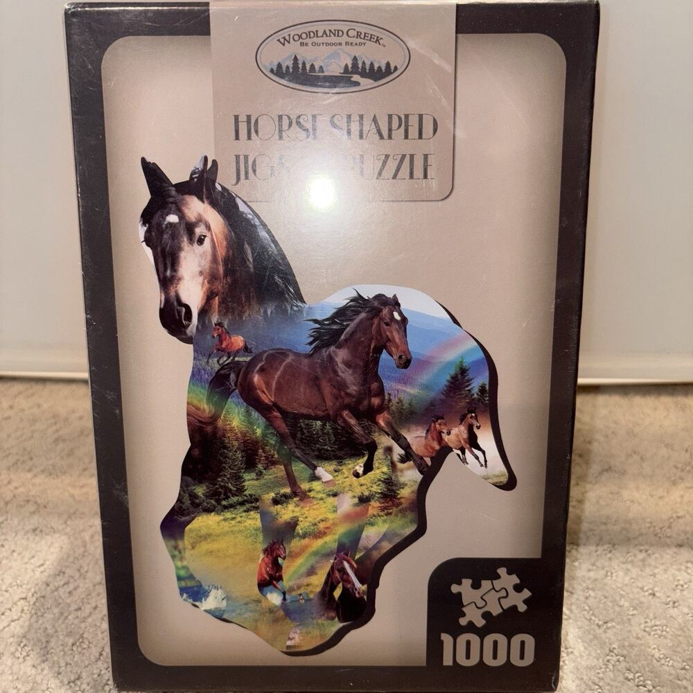 HORSE SHAPED PUZZLE 1000 Pcs Woodland Creek 22.56" x 31.95" Finished NEW Sealed